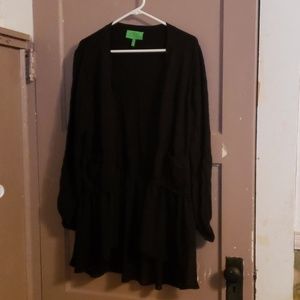 Black long sleeve cardigan with sheer black